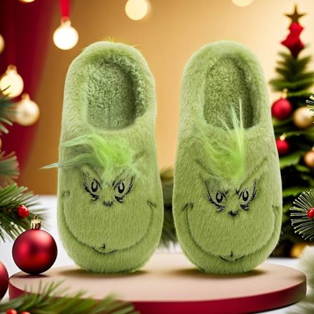 3 forskjellige størrelser av Christmas Greentown varme vintertøfler i bomull, tykksålede myke sko for menn og kvinner, tykke og sklisikre 9 UK-10 UK