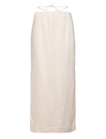 Malougz Linen Mw Skirt Beige Gestuz