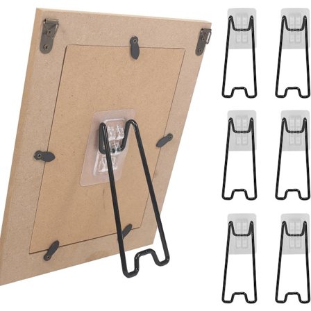 Seksdelers bilderammestativ - bordstativ - 15 til 26 cm - svart - 13 x 5,5 cm