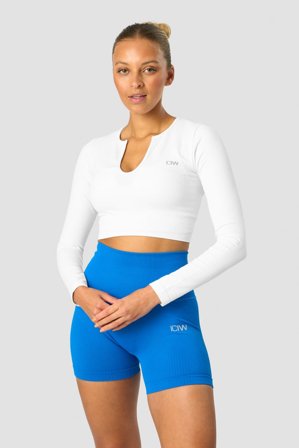 Ribbed Define Seamless Cropped Long Sleeve White