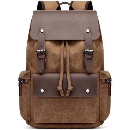 Vintage Canvas Ryggsekk Casual Ryggsekk Reisesekk Menn og Kvinner Laptop Ryggsekk Utendørs Vandring Camping Brun