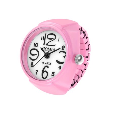 1st Finger Ring i Unik Design med Klocka - Unisex - Mode & Elegant Kvarts Klockring (Rosa)