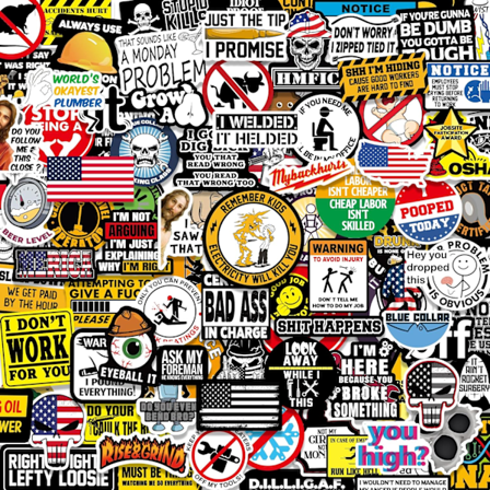 150 stk Sjove Hårdhat-Klistermærker til Voksne, Værktøjskasse, Hjelm, Blå Krage-Klistermærker, Prank Meme Vinyl Vandtæt Dec