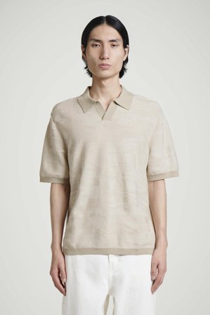 COS Men's Cotton-Jacquard Polo Shirt in Beige