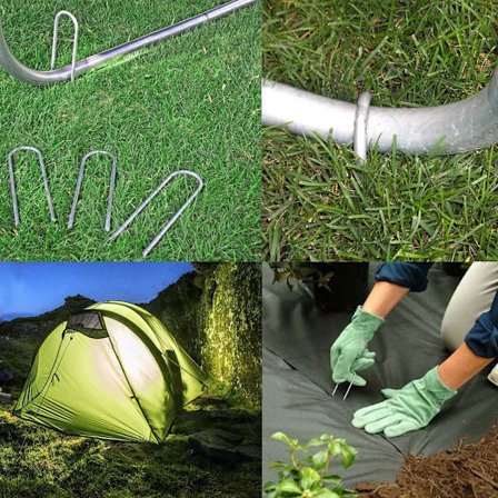 Trampolinefester Kraftige U-formede Spisse Ender Sikkerhetsmarkankere Galvanisert Stål for Fotballmål, Campingtelt og Stor Hagedekorasjon