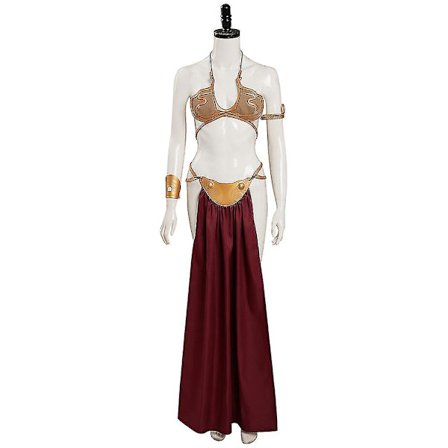 Return Of The Jedi Cosplay Costume Princess Leia Slave Uniform Suit Women Sexy Golden Bikini Set For Halloween Carnival Party -a