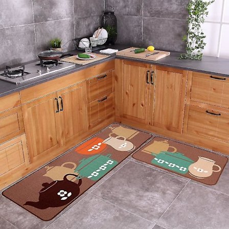 2-delad halkfri köksmatta med gummibaksida, dörrmatta, löpare, matta-set, krukor (19"x59"+19"x31")