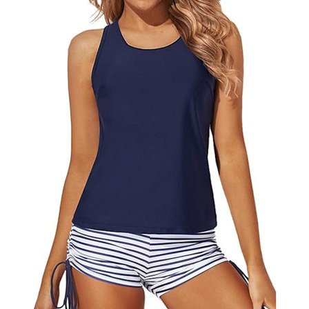 3-delt badedragt til kvinder med tankini-top, shorts og sports-bh i XL