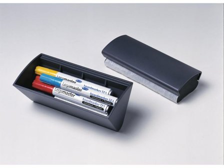 LEGAMASTER Whiteboardtorkare med magnetiska behållare, Board Assistant, plast, antracit - Lyreco - Kontorsmöbler och inredning - Whiteboardtavlor och 