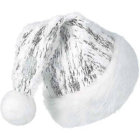 Joulupukin hattu aikuisille, ylellinen valkoinen veluurinen joulupukin hattu pehmeällä vuorella, joulupukin hattu punaisella silkillä miehille ja 