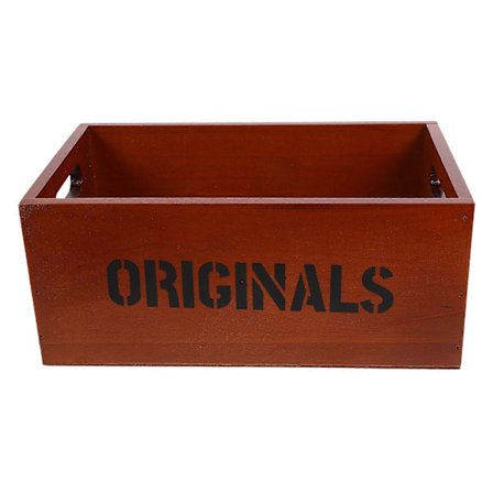 Trekasse, oppbevaringsboks i tre for skrivebord, retro oppbevaringskasse