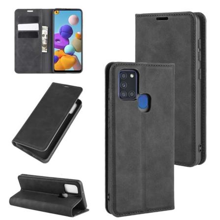 Samsung Galaxy A21s - Silkeslent Plånboksfodral - Svart Black Svart