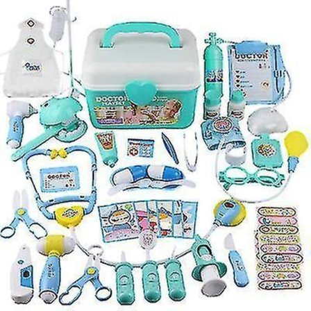 44 Pieces Of Doctor Toy Child Nurse Simulation Clinic Equipment Medical Box Storage Box Set (blue)