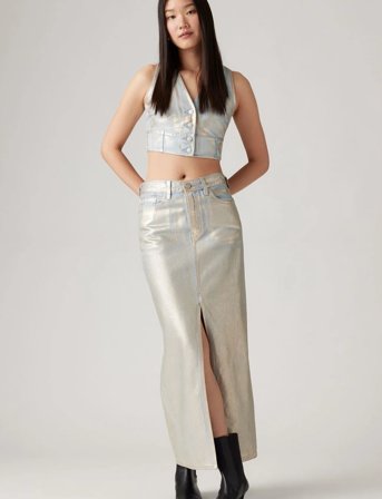 Levi's Ankle Column Skirt Med Indigo - Flat Finish - Gold - 25