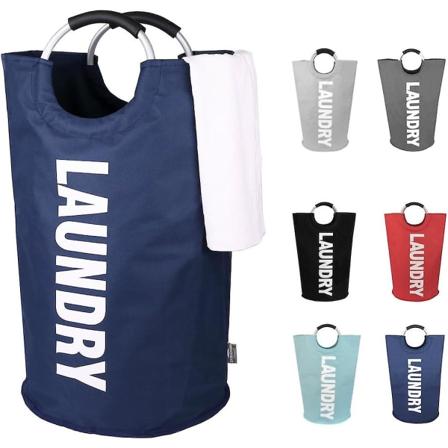 85L Stor sammenleggbar vaskeri kurvpose for soverom (38*72cm) Mørk blå