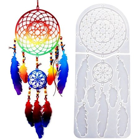 Drömfångare Molds Form för nyckelringhängen Stor drömfångare Epoxihartsform Form Form Hantverk Hängning