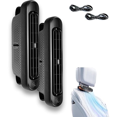 Bilfläkt, Bilfläkt 12 Volt, Bilkylare, Bilfläkt Kylning, USB, Bilfläkt för Baksäte, Portabel Bilnackstödsfläkt med 3 Hastigheter för Fram- och 