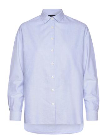 Edith Organic Cotton Oxford Shirt Pitkähihainen Paita Sininen Lexington Clothing
