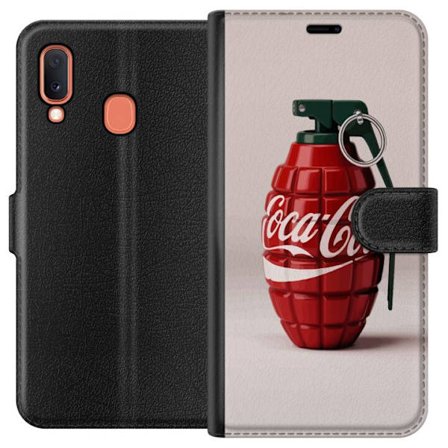 Kompatibel Tegnebogsetui til Samsung Samsung Galaxy A20e Kunstnerisk illustration af Coca Cola granatæble i rødt og grønt, pop art inspireret motiv