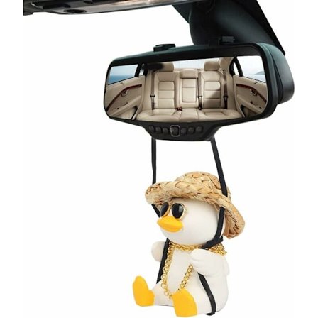 Svingande anka bilhängande prydnad bilbackspegel hängande tillbehör inredning roliga presenter till kvinnor män (stark)