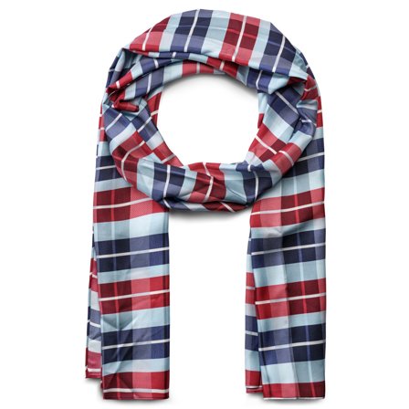 BLÅTT OG BORDEAUX RUTEMØNSTRET Silkeskjerf for menn - Sommerskjerf