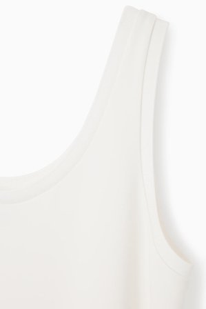 COS Dżersejowa Sukienka Midi Z Okrągłym Dekoltem in Biały
