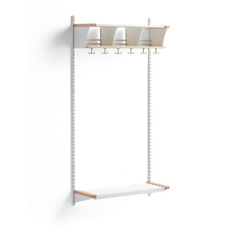 Garderobe JEPPE, grunnseksjon, 3 rom, H1790 B900 D300 mm, hvit/bjørk