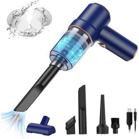 Håndstøvsuger Kordløs bilstøvsuger USB Oppladbar bærbar ministøvsuger med suge- og blåsefunksjon 2 i 1 (blå)