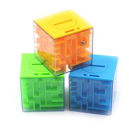 Kid 3d Cube Puzzle Maze Toy Spargris Hand Game Box Rolig Hjärna