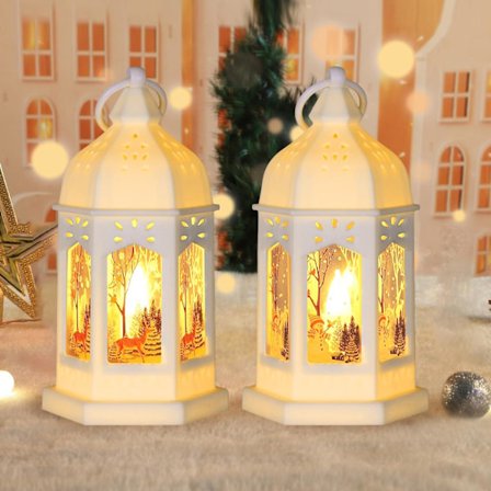 Juledekorasjonslykter med varmt hvitt LED-lys, 2 stk. Juledekorasjonslykt LED, Juledekorasjon, Jule-LED-lykt