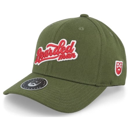 Bearded Man - Grønn adjustable Caps - Retro Logo Script Patch Olive 110 Adjustable @ Hatstore