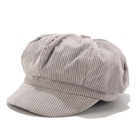 Koreansk Stil Solid Färg Corduroy Hat Kvinnors Trendy Peaked Cap Höst Och Vinter Wild Konstnärlig Målare Hatt Brittiska Retro. Octagonal Hatt Gray M(