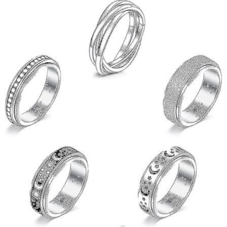 Fidget-ringer for angst - Ring for kvinner - Spinner-ring for angst - Fidget-ring - Spinner-ring