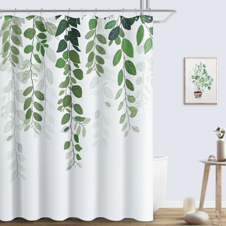 Duschdraperi 180 x 180 cm grönt lövmönster vattentätt