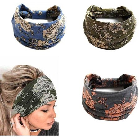 Boho Yoga Hovedbånd Elastiske Brede Hovedbånd Blå Hårbånd F