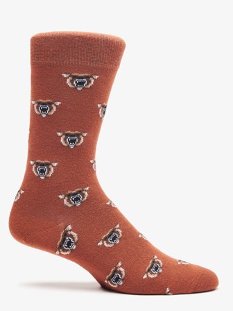 John Henric Men's Orange Socks Motif Bear Size Onesize