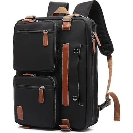 3-i-1 Laptopveske for menn, 17,3 tommers jobbvesker for menn, laptopryggsekk, dokumentmapper, messenger bag, datavesker for, svart