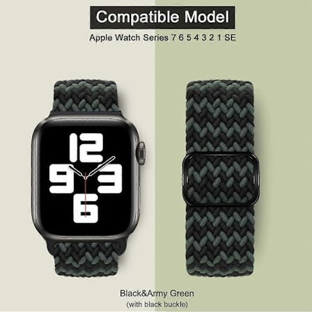 Armband Kompatibelt med Apple Watch Band 41mm 40mm 38mm, Justerbart Elastiskt Nylonflätad Sportarmband för iWatch Serie 7 6 5 4 3 2 1 SE Ersättning