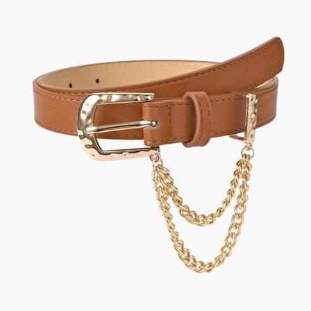 Kvinnor Bälten Personlig inlagd dubbellagers kedjenål Spänne Bälte Mode Flerfärgade Dekorativa Jeans Klänning Bälte Kvinnor Camel 106x2.3cm