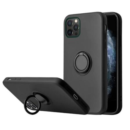 iPhone 13 Mini - Matt TPU Mjuk Skal med Ringhållare - Svart Black