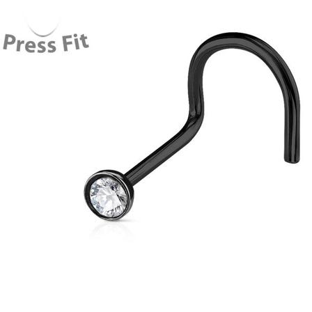 1 Skruvbar näspiercing i Svart 316L kirurgiskt stål med med CZ