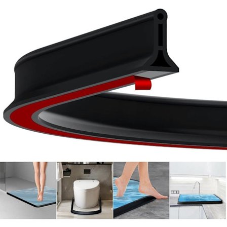 2m Itsekiinnittyvä Suihkulista, 4cm Korkea Vedenpitävä Kumilista Kylpyhuoneeseen ja Keittiöön, Suihkukynnys / Vesieste