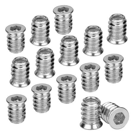 100 kpl puukierteisiä inserttejä kuusiomutteri M6 X 15mm sinkkiseos ruuvi insertti kierteinen hylsykanta ruuvi M6 puu insertti