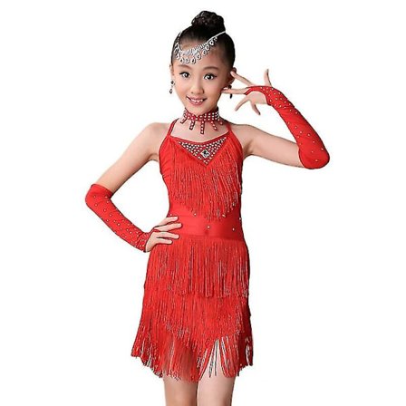 Tyttöjen tanssimekkopuvut Cha-mekko Lasten tango-hame Karnevaalivaatteet Tanssivaatteet Latinalaisamerikkalaiset salsa-asut Tupsu tanssimekko