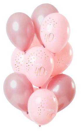 40 års Ballonger elegant rosa 33 cm 12-pakning
