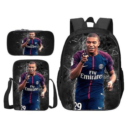 Fodboldstjerne Mbappe Børns Skolebog Elever Rygsæk/Pen Bag/Mellemmåltid Taske Mænd Og Kvinder (FMY) Only a pen bag