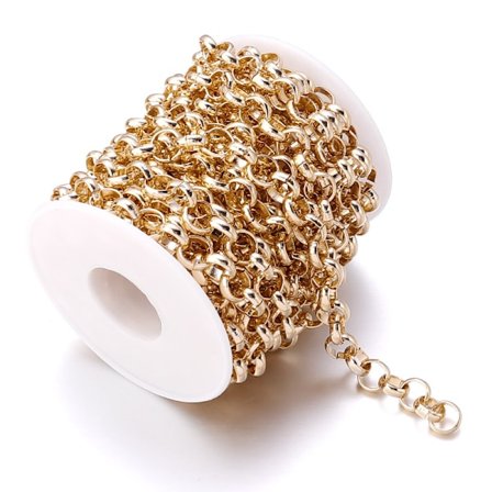 10x3,3mm - 5m guld Aluminium Kantkedja Länkar Kabel O-formade Kedjor Halsband Kedjelänk Silver