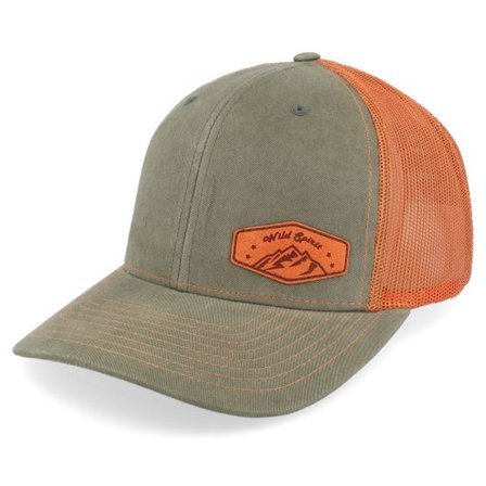 Wild Spirit - Grön trucker Keps - Small Mountain Orange Patch Dark Loden/Terracotta Trucker @ Hatstore