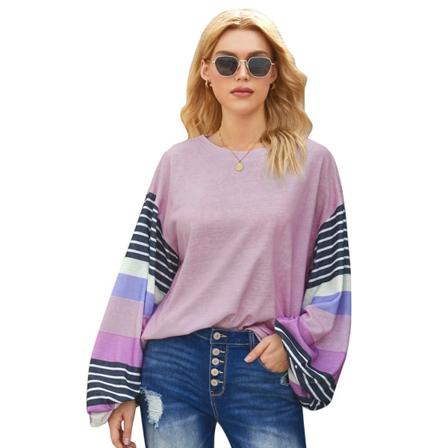 Kvinder Strik Efterår Vinter Sweater Pullover rund hals Tynd indre bundskjorte Top Purple XXL