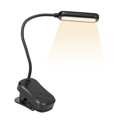 Genopladelig læselampe med 3 farvetilstande og 5 justerbare lysstyrkeniveauer, holdbar, lille og let, perfekt til læsning i sengen